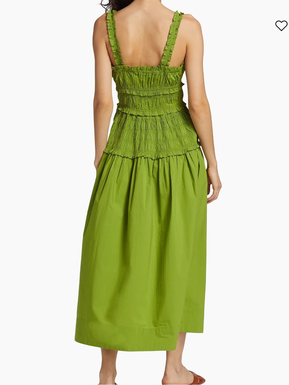 Doen Olive Green Smocked Midi Dress - Picture 5 of 12